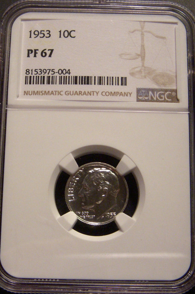 1953 Roosevelt Dime - NGC PF 67