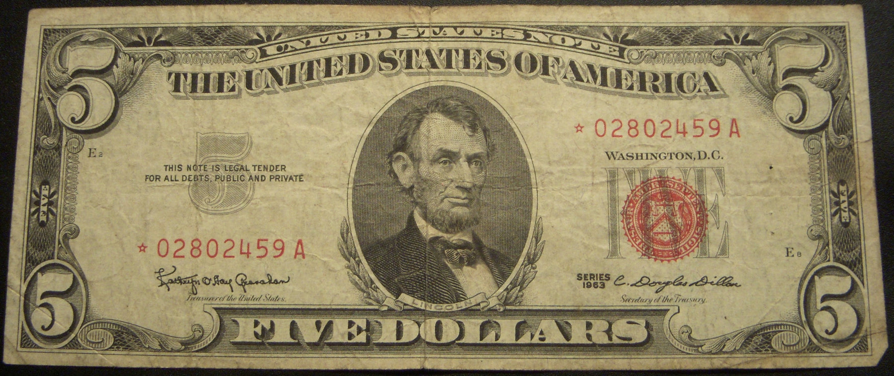1963 $5 United States Note - FR# 1536* Star Note