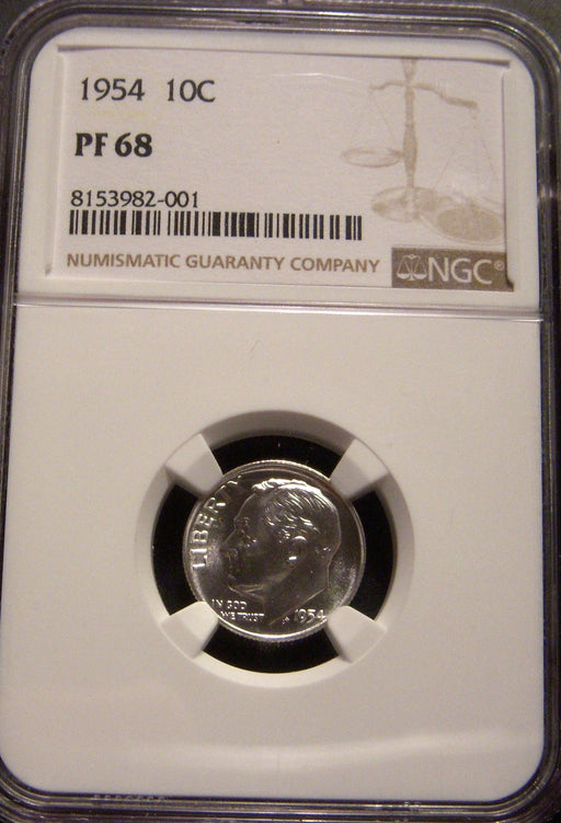 1954 Roosevelt Dime - NGC PF 68