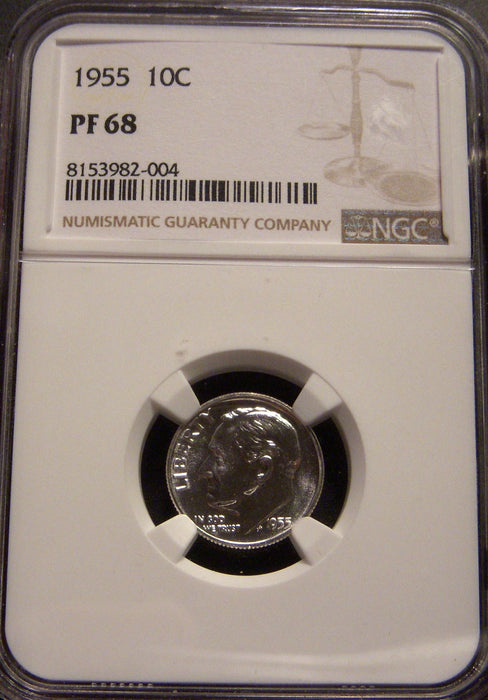 1955 Roosevelt Dime - NGC PF 68