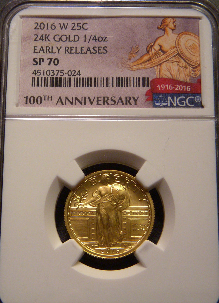 2016-W Gold Standing Quarter - NGC SP 70