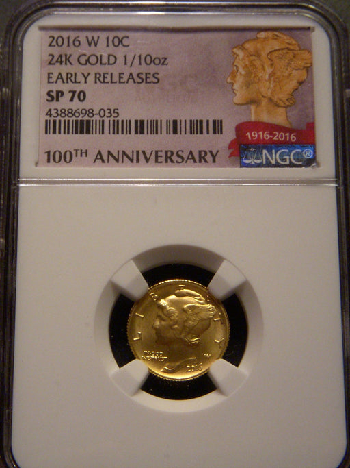 2016-W Gold Mercury Dime - NGC SP 70