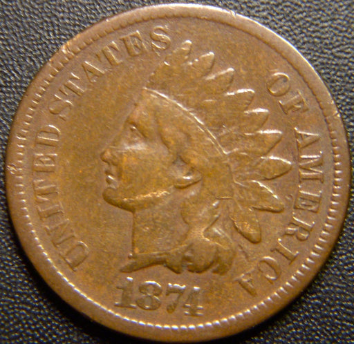 1874 Indian Head Cent - Very Good