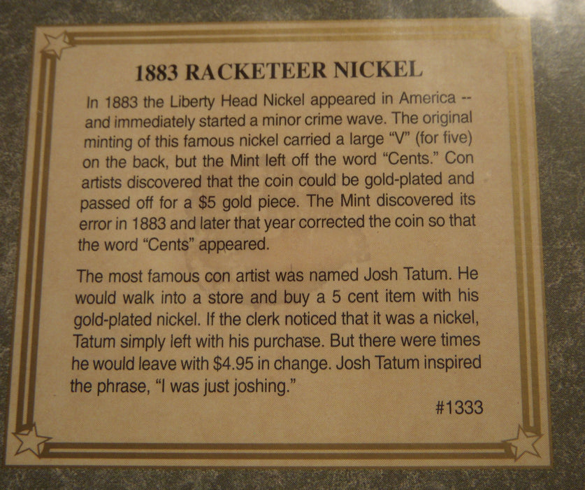1883 Liberty Nickel - Racketeer Nickel