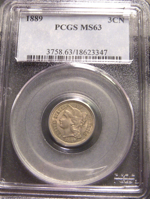 1889 Three Cent - PCGS MS 63