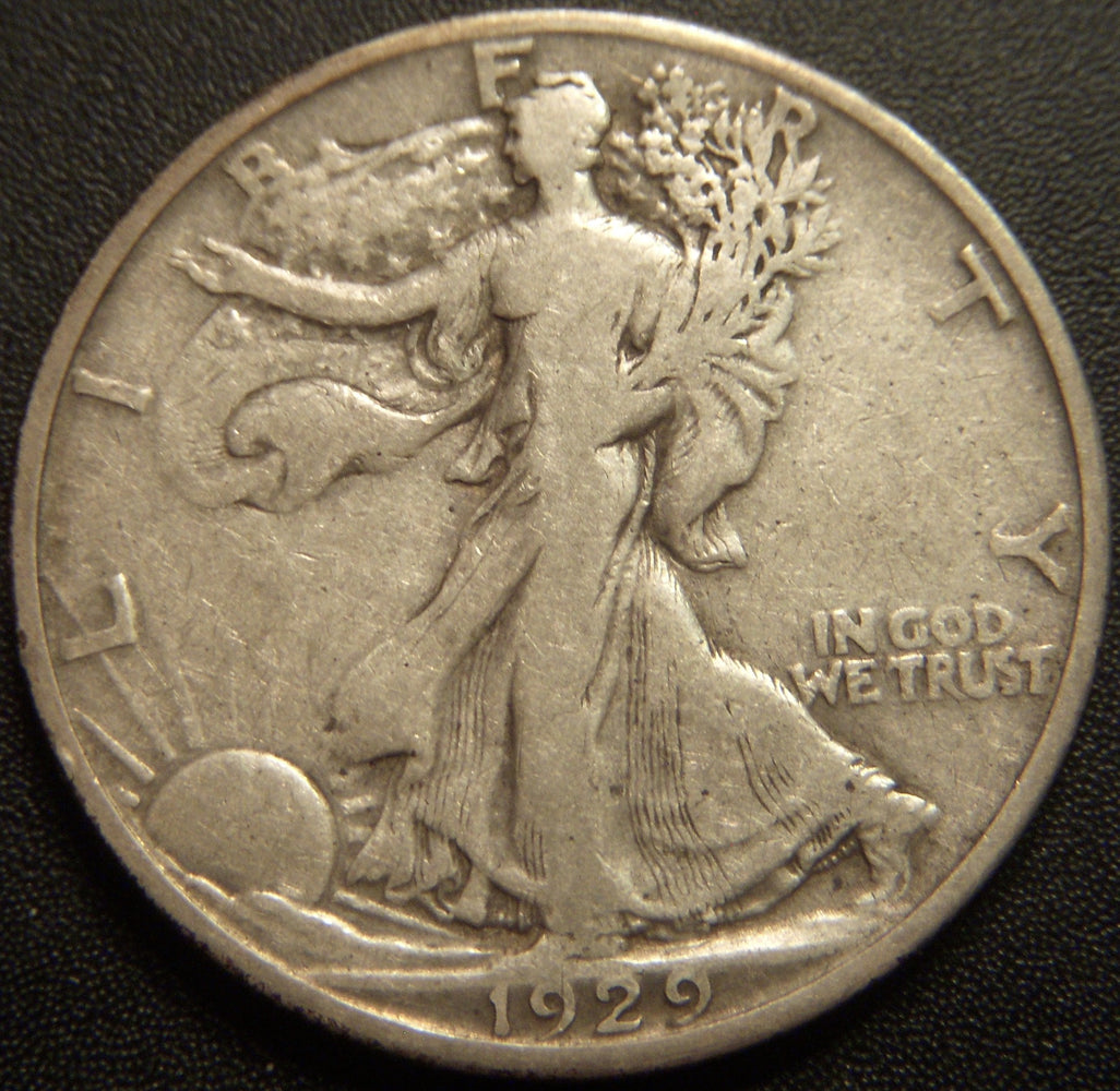 1929-D Walking Half Dollar - Very Good