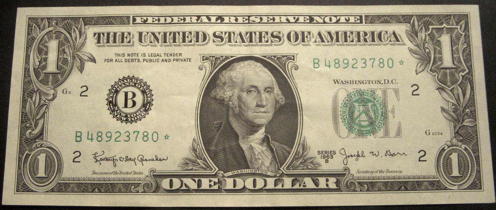 1963B (B) $1 Federal Reserve Note - FR# 1902B* Star Note