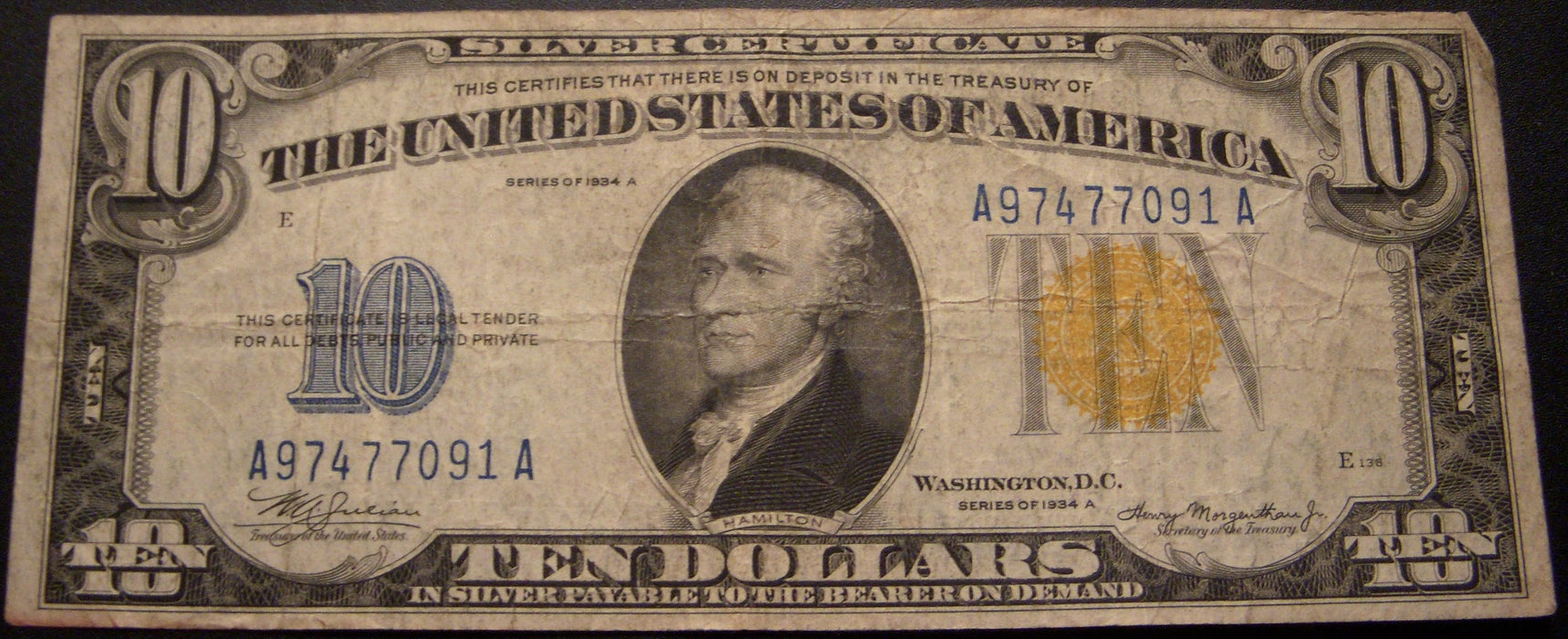 1934A $10 Silver Certificate - FR# 2309 North Africa