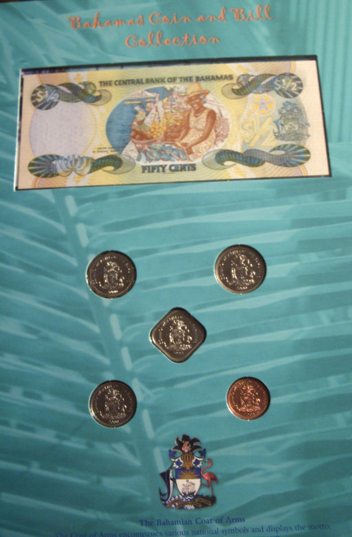 Bahamas Coin & Bill Collection - 50C Note and 5 Coins