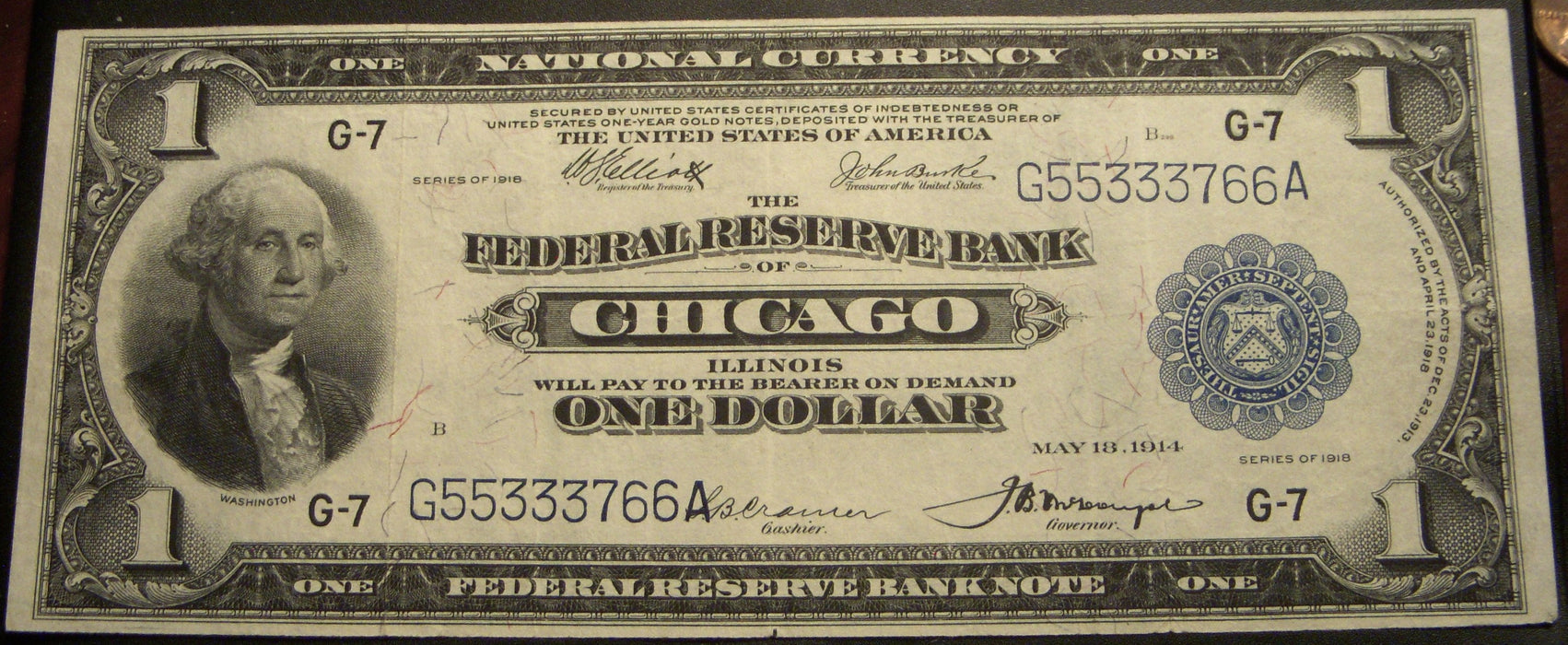 1918 G-7 $1 Federal Reserve Bank Note - FR# 729