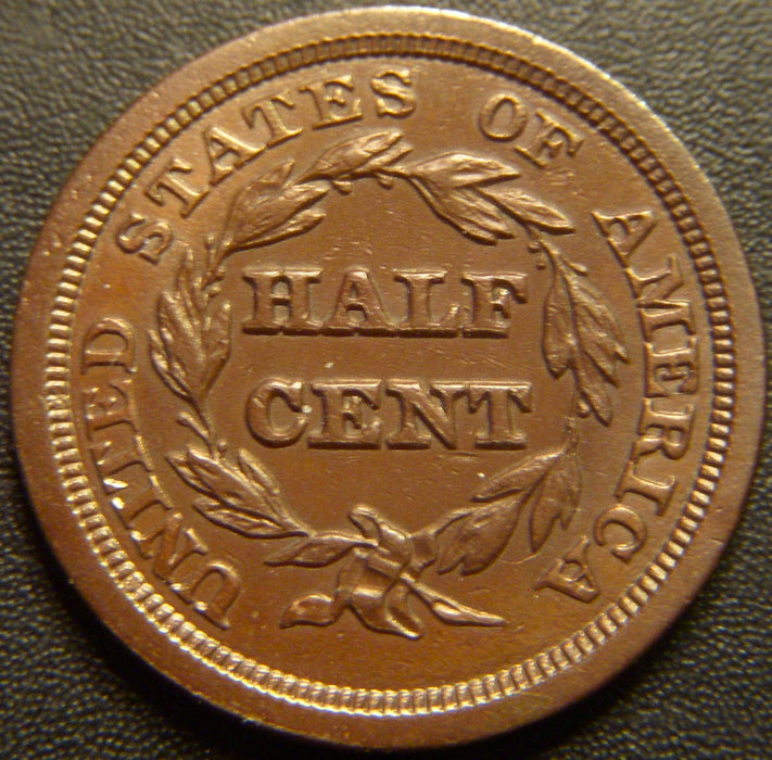 1850 Half Cent - AU+