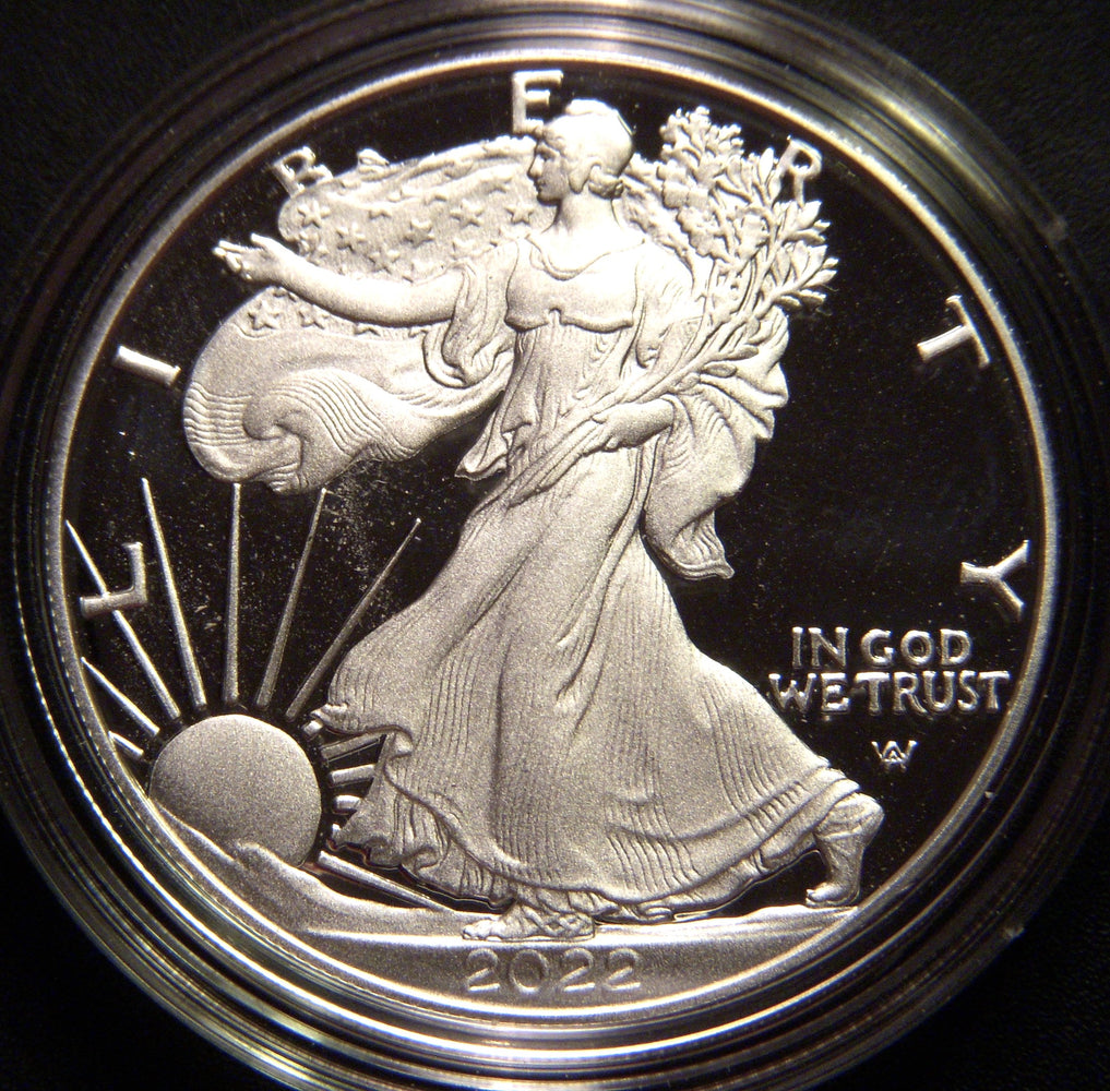 2022-W Proof Silver Eagle - Government Packaging With COA