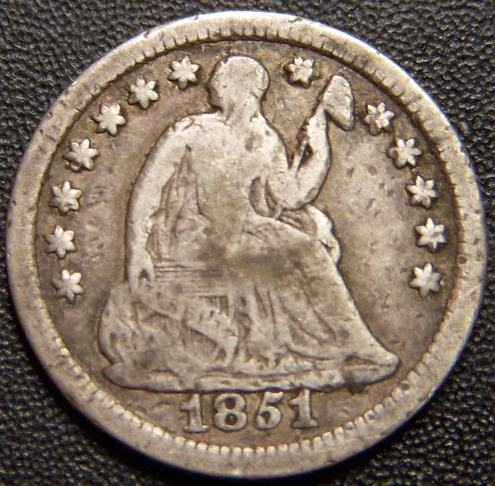 1851 Seated Half Dime - Very Good