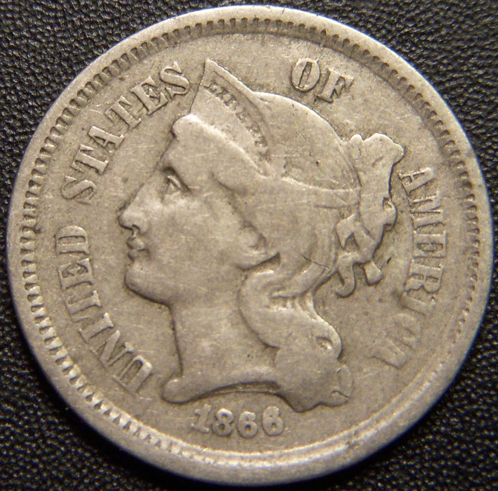 1866 Three Cent - Very Good