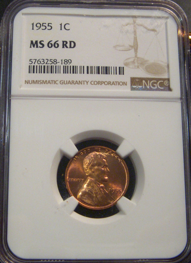 1955 Lincoln Cent - NGC MS 66 RD