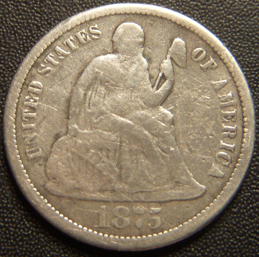 1875-CC Seated Dime - Above Bow Very Good