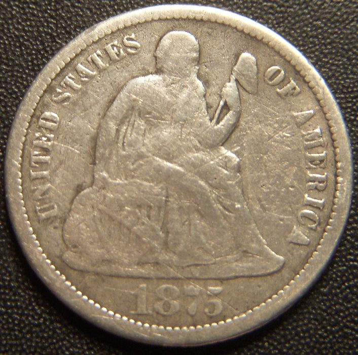 1875-CC Seated Dime - Above Bow Very Good