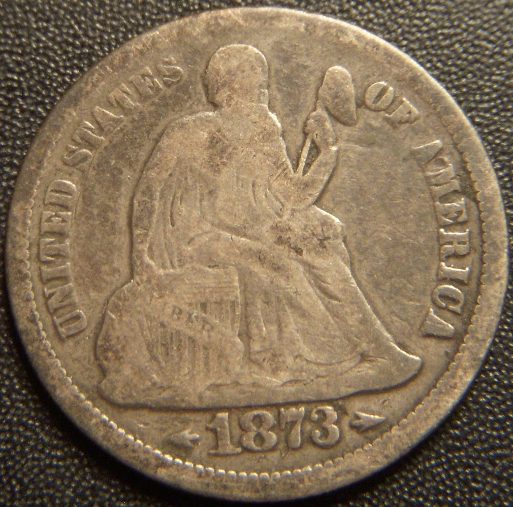 1873 Seated Dime - Arrows Very Good