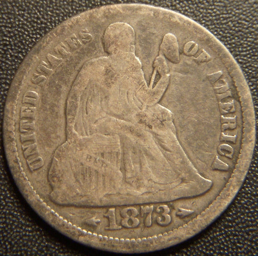 1873 Seated Dime - Arrows Very Good