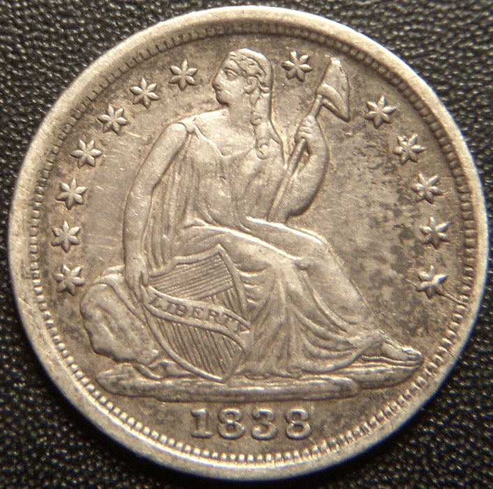 1838 Seated Half Dime - Large Star No Drap AU