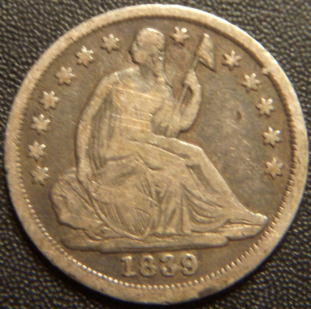 1839 Seated Half Dime - No Drap Very Good