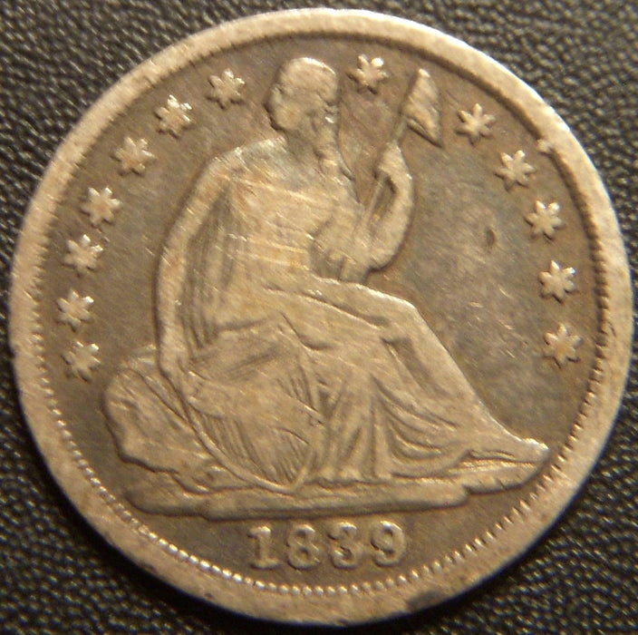 1839 Seated Half Dime - No Drap Very Good