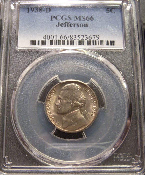 1938-D Jefferson Nickel - PCGS MS 66