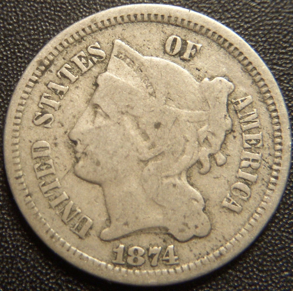 1874 Three Cent - Very Good
