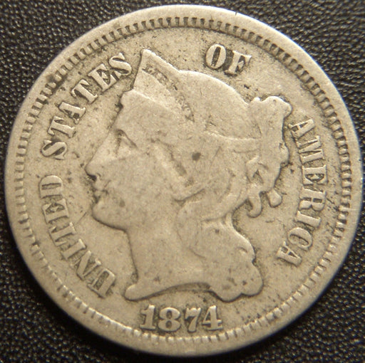1874 Three Cent - Very Good