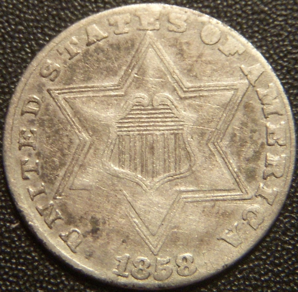 1858 Silver Three Cent - Very Fine