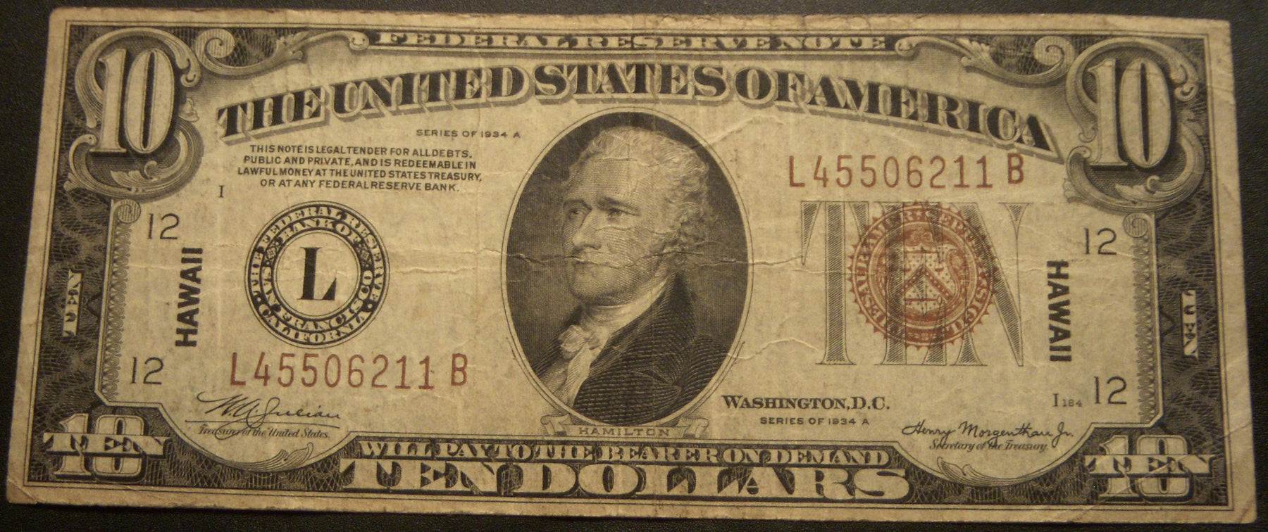 1934A Hawaii $10 Federal Reserve Note - FR# 2303