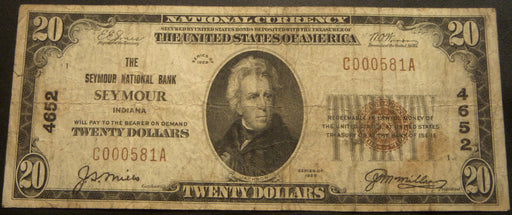 1929 $20 National Bank Note - Seymour, IN Bank# 4652
