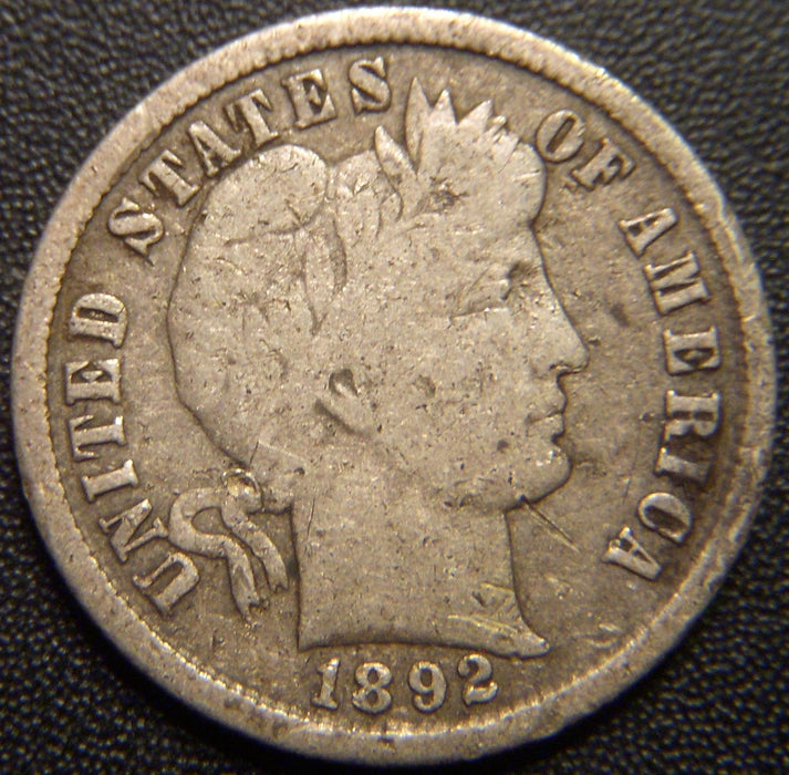 1892-S Barber Dime - Very Good