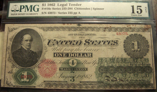 1862 $1 Legal Tender - FR# 16c PMG Choice Fine 15
