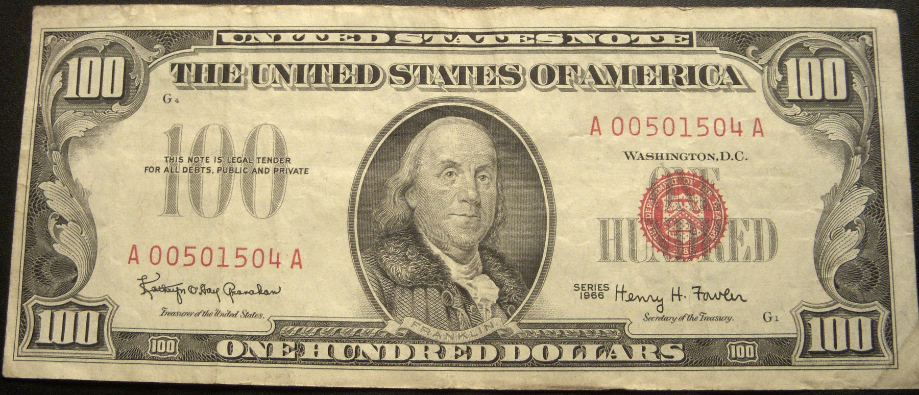 1966 $100 United States Note - FR# 1550