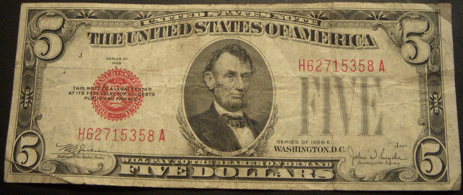 1928E $5 United States Note - FR# 1530