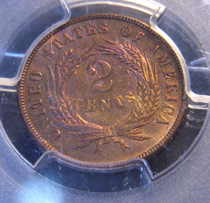 1866 Two Cent - PCGS Genuine Unc. Details