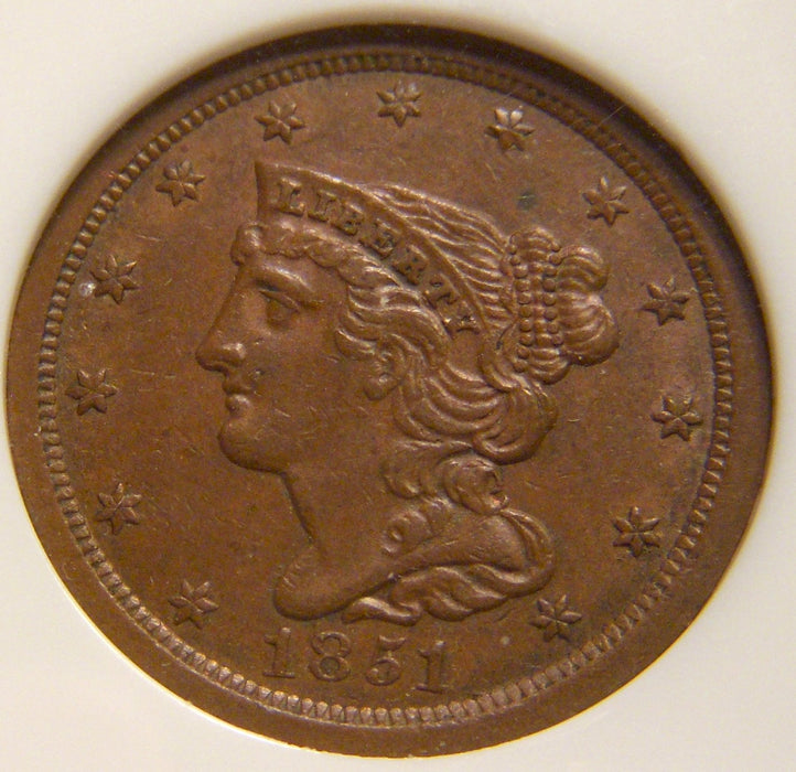 1851 Half Cent - NGC B-1 MS 61 BN