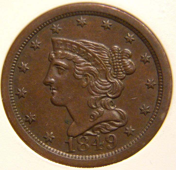 1849 Half Cent - ANACS AU58 LG Date