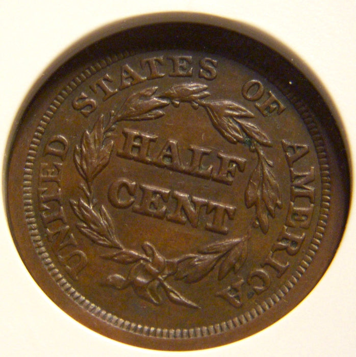 1849 Half Cent - ANACS AU58 LG Date