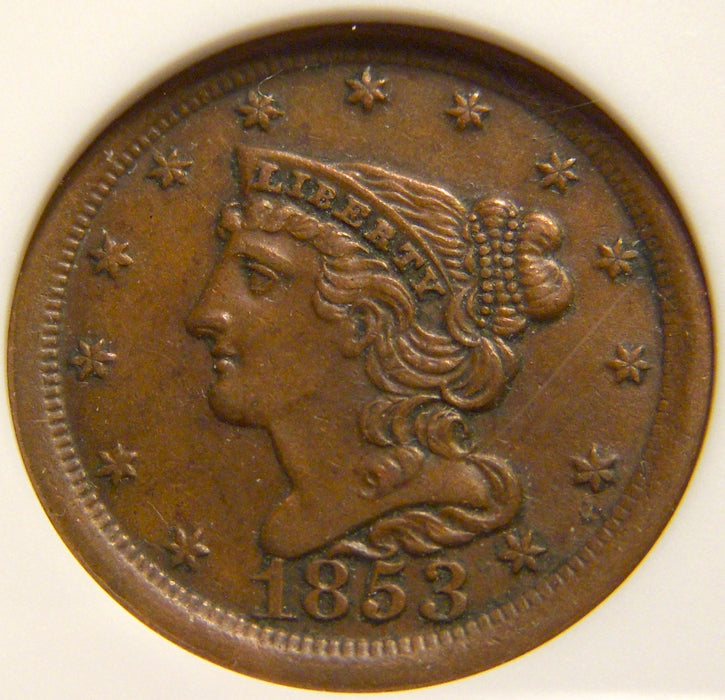 1853 Half Cent - ANACS AU58