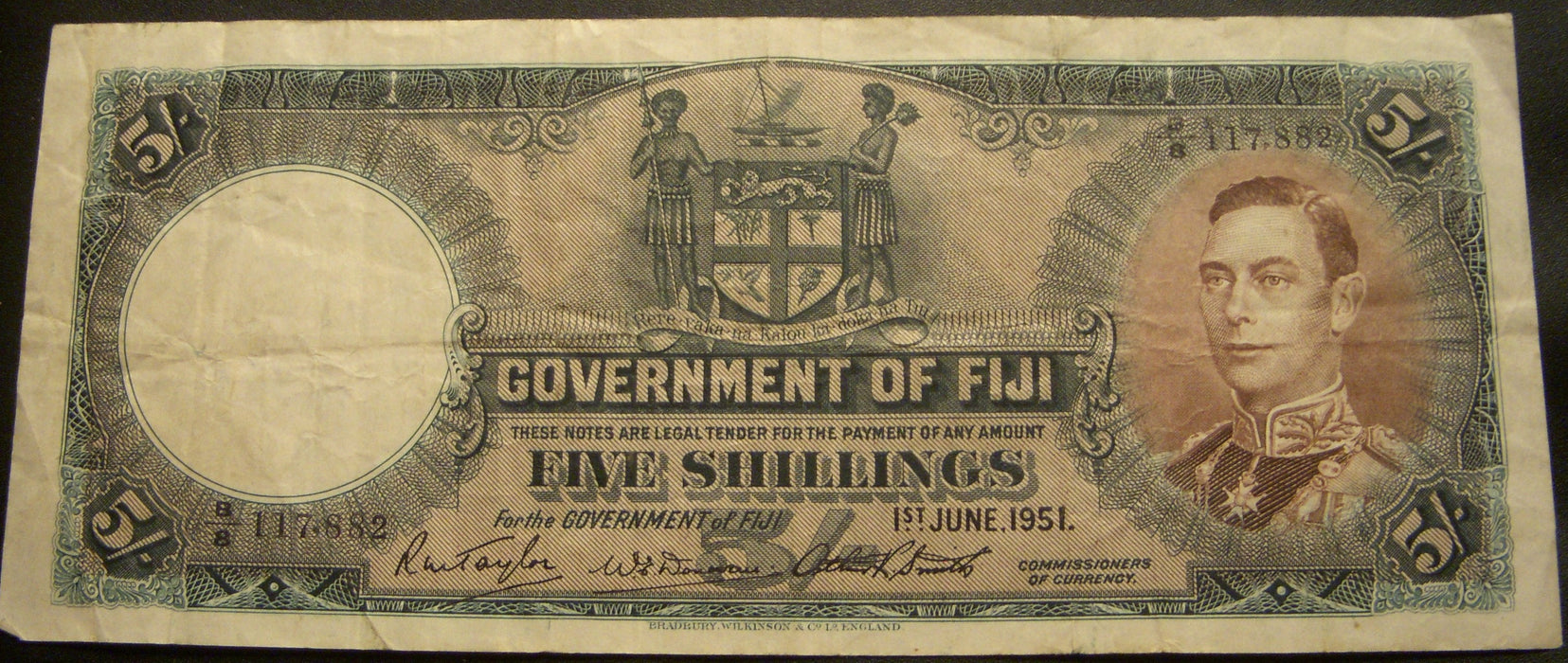1951 5 Schillings Note - Fiji