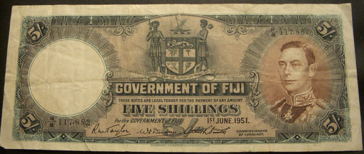 1951 5 Schillings Note - Fiji
