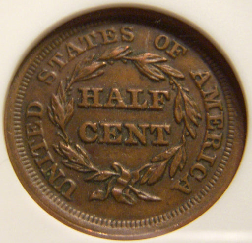 1853 Half Cent - ANACS AU58