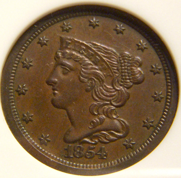 1854 Half Cent - ANACS AU58 C-1