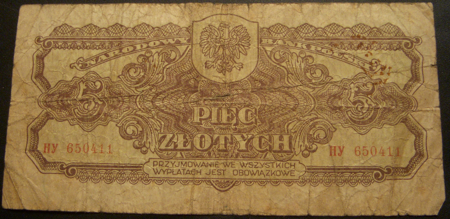 1944 5 Zlotych Note - Poland