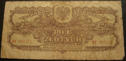 1944 5 Zlotych Note - Poland
