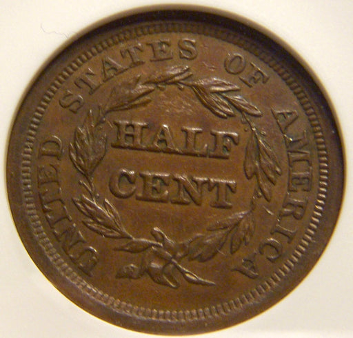 1856 Half Cent - ANACS AU58