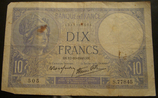 1940 10 Francs Note - France
