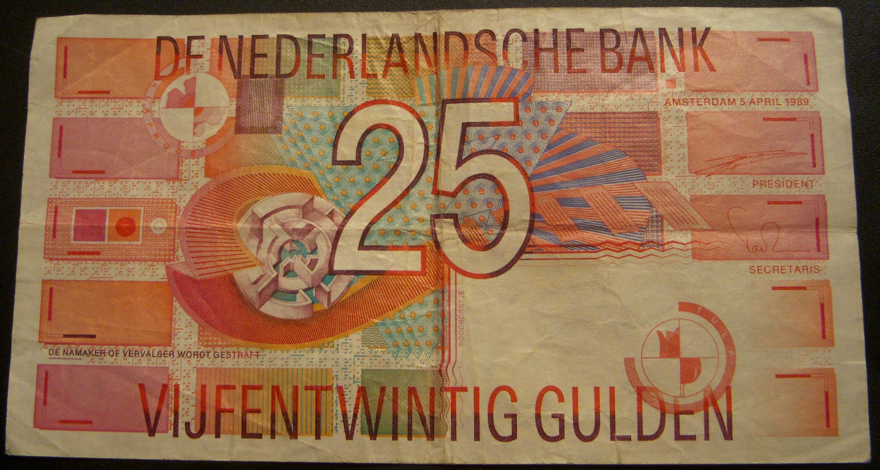 1989 25 Gulden Note - Netherlands